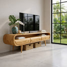 Mid-Century Solid Wood TV Console with Curved Frame