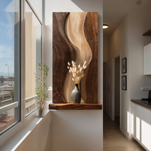 Abstract Solid Wood Wall Art with Organic Wave Design
