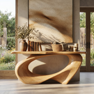 Console Table Solid Wood with Sweeping Oval Loop Base for Entryway Decor