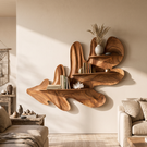 Organic Leaf Solid Wood Wall Shelf with Sculptural Floating Display Shelves