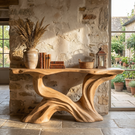 Console Table Solid Wood with Flowing Branch Sculptural Base