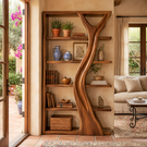 Handcrafted Solid Wood Tree Inspired Bookshelf for Organic Modern Interiors