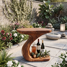 Sculptural Solid Wood Side Table with Built-In Book Storage