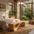 Handcrafted Organic Solid Wood Bench Sculptural Modern Minimalist Design