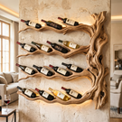 Organic Branch Solid Wood Wine Rack Wall Shelf