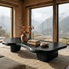 Solid Wood Organic Tea Table for Japandi Zen Living Spaces