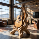 Organic Sculptural Guitar Stand Handmade Wooden Guitar Holder