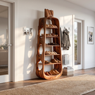 Shoe Cabinet Solid Wood Tall Open Shoe Storage Rack for Entryway Bedroom and Closet