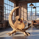 Crescent Guitar Holder Handmade Sculptural Floor Stand