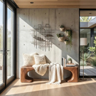 Organic Wood Bench with Sculptural Open Arch Base for Modern Interiors