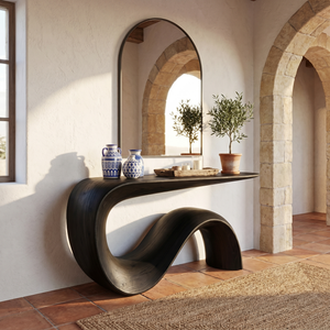 Solid Wood Console Table with Flowing S Curve Base