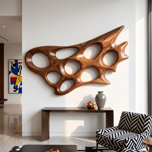 Wall Sculpture Sculptural Drift with Carved Organic Openings