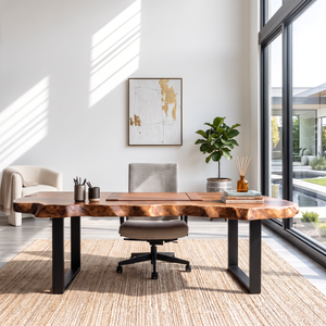 Natural Live Edge Solid Wood Desk For Home Office