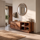 Shoe Cabinet Solid Wood with Closed Storage and Open Shelves
