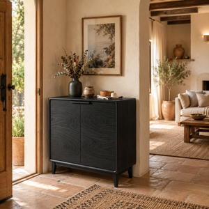 Handcrafted Solid Wood Two Door Sideboard Cabinet for Living Room