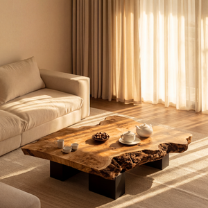 Solid Wood Live Edge Coffee Table for Modern Living Room