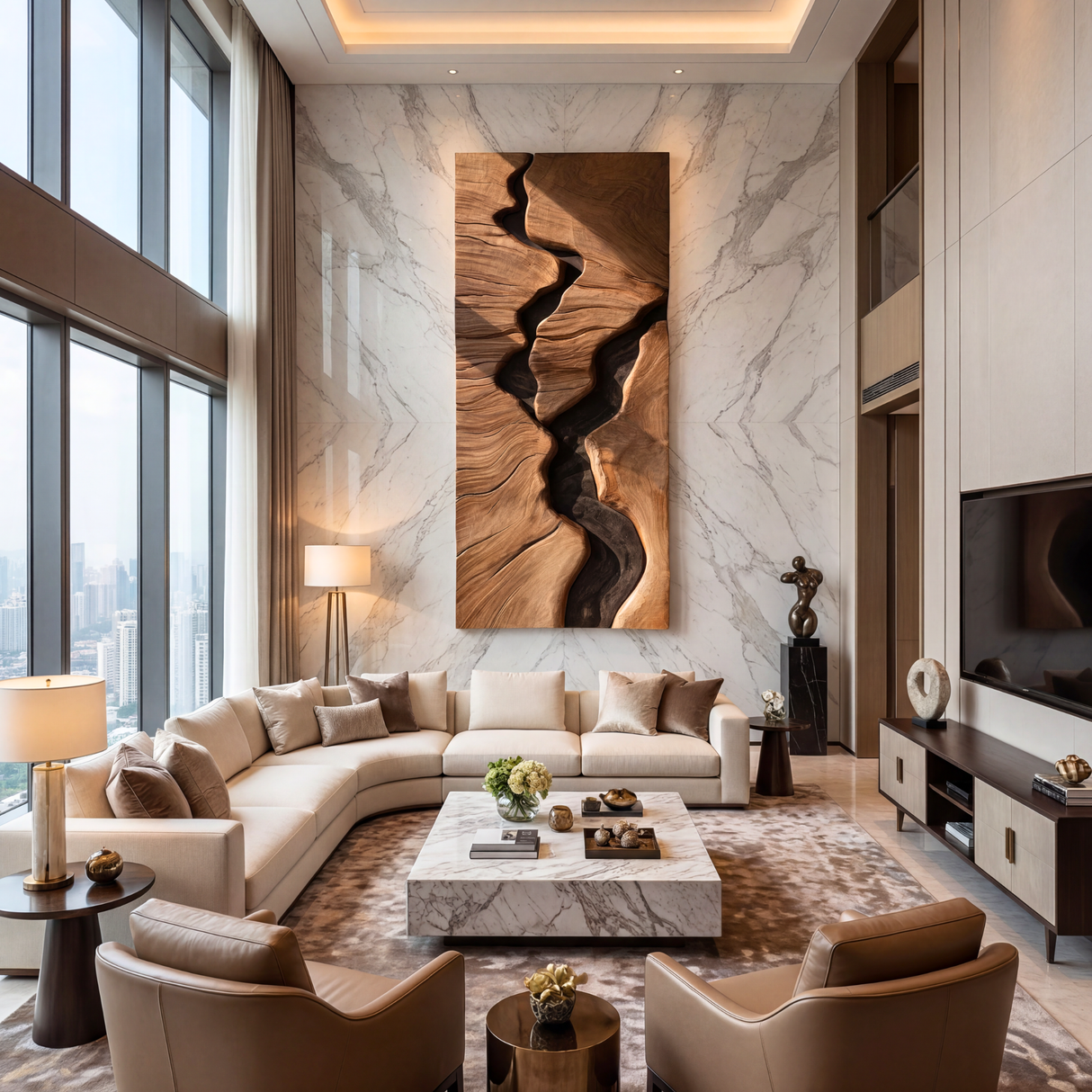 River Canyon Solid Wood Wall Sculpture Vertical Organic Modern Abstract Art Panel