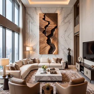 River Canyon Solid Wood Wall Sculpture Vertical Organic Modern Abstract Art Panel