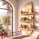 Live Edge Solid Wood Wall Shelf Floating Multi Tier Storage Display for Living Room