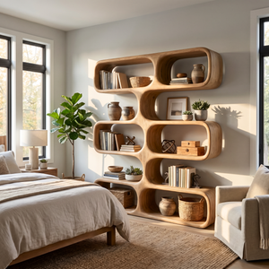Organic Modern Bookshelf Handmade Sculptural Display Shelf Contemporary Storage Unit