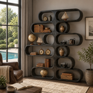 Handcrafted Solid Wood Organic Bookshelf with Rounded Open Display Shelves