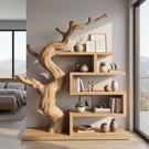 Sculptural Bookshelf with Organic Tree Form Modern Display Shelf