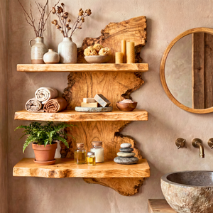 Live Edge Wooden Wall Shelf Handmade Floating Solid Wood