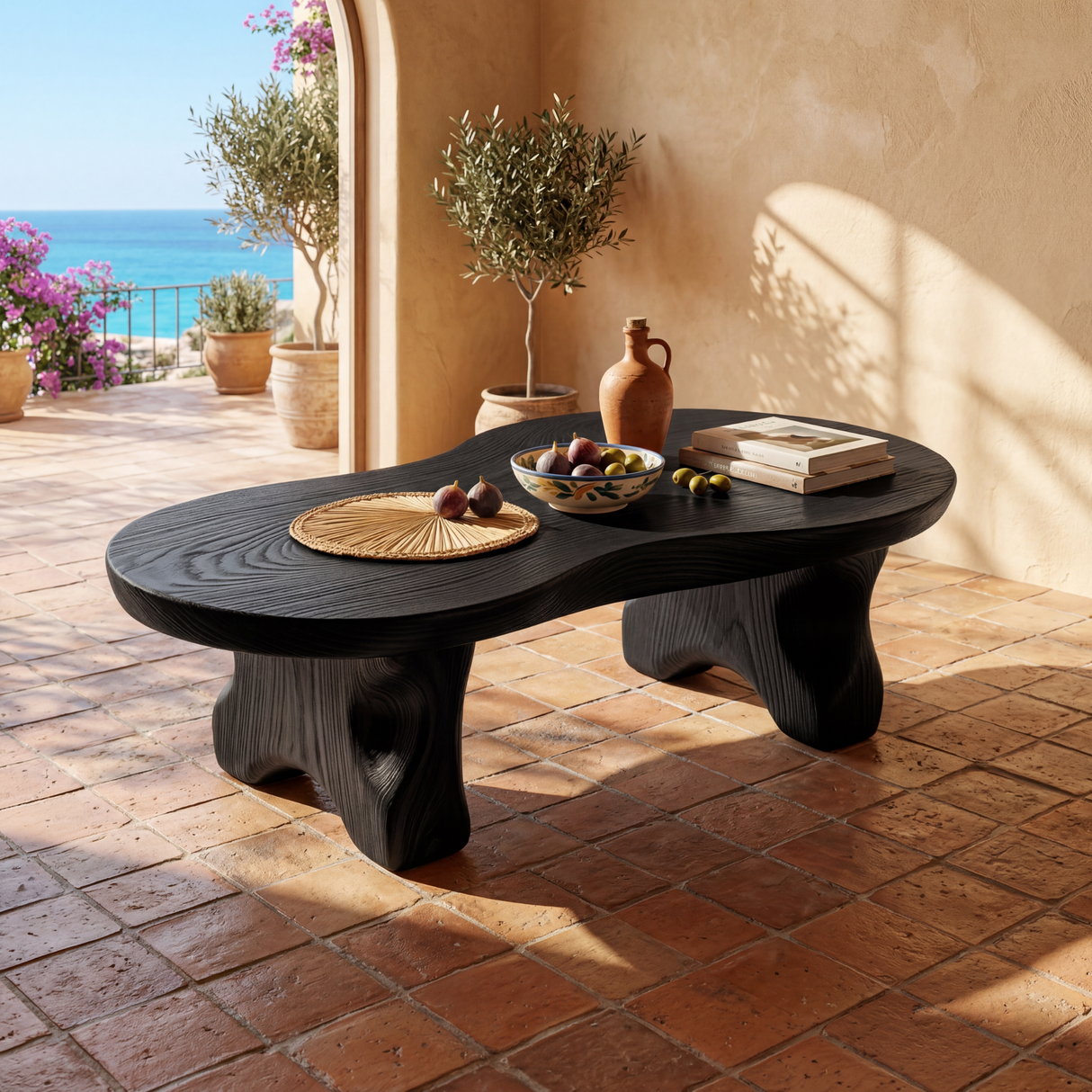 Solid Wood Tea Table with Organic Freeform Top