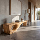 Organic Solid Wood Statement Bench for Modern Entryway & Living Room