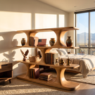 Sculpted Wooden Bookshelf Handmade Organic Shelving Unit