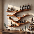 Interwoven Branch Solid Wood Wall Wine Rack for Wine Bottles and Glasses