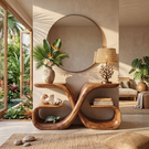 Handcrafted Solid Wood Console Table with Sculptural Infinity Base