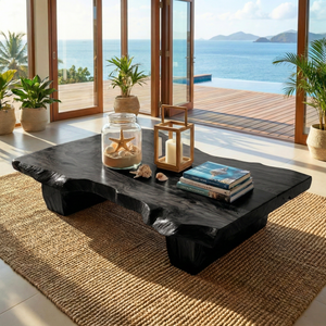 Solid Wood Live Edge Tea Table for Japandi Zen Interiors