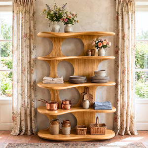 Handmade Wooden Bookshelf Artistic Display Shelf