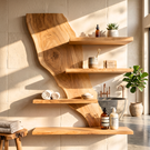 Modern Live Edge Wooden Floating Shelf Handmade Solid Wood Wall Mounted Display Shelf