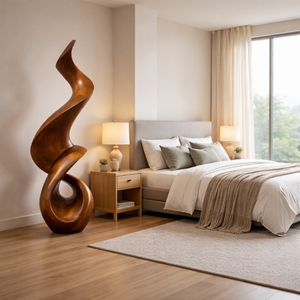 Abstract Solid Wood Floor Sculpture for Luxury Interior Display