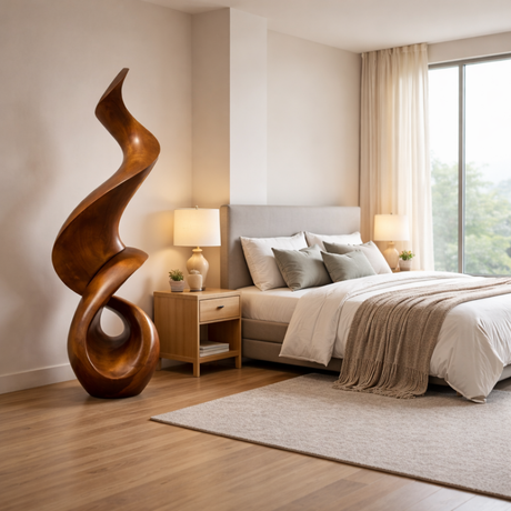 Abstract Solid Wood Floor Sculpture for Luxury Interior Display
