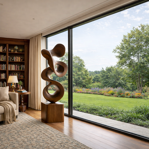 Modern Abstract Solid Wood Sculpture for Indoor and Outdoor Display