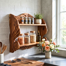 Seashell Scroll Wood Wall Shelf with Two Display Tiers