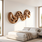 Serpentine Flow Wood Wall Sculpture with Organic Cutouts