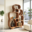 Organic Solid Wood Bookshelf with Rounded Open Compartments