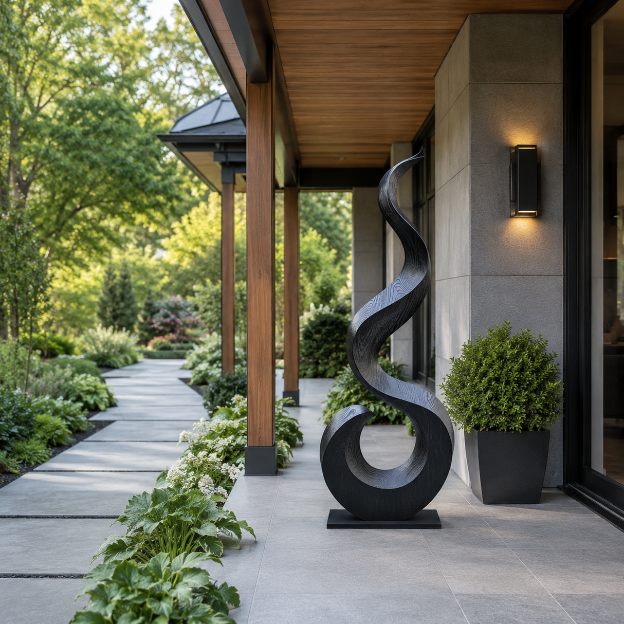 Outdoor Serpentine Solid Wood Sculpture for Garden Landscape Decor