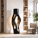 Organic Column Wood Table Lamp with Flowing Cutouts