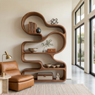 Organic Solid Wood Bookshelf with Cloud-Shaped Open Shelves