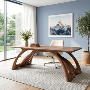Organic Solid Wood Desk with Sculptural Flowing Legs