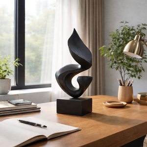 Abstract Wood Sculpture Modern Minimalist Handmade Tabletop Art Decor
