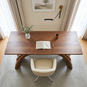 Organic Solid Wood Desk with Sculptural Flowing Legs