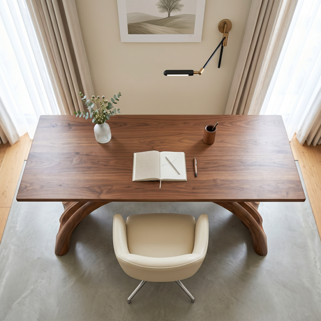 Organic Solid Wood Desk with Sculptural Flowing Legs