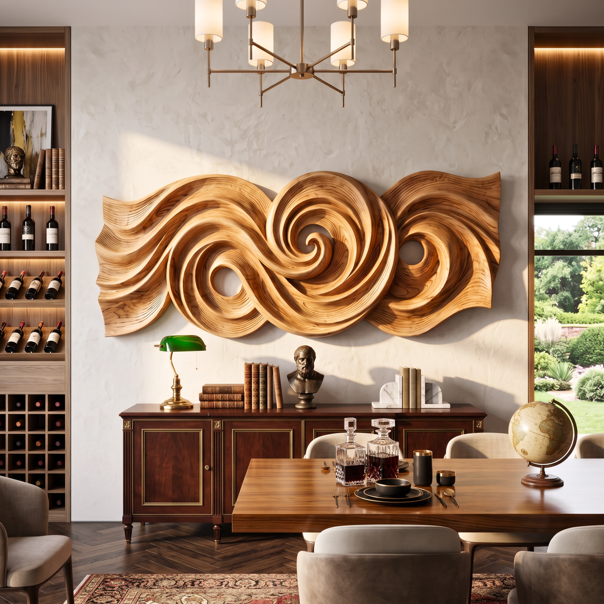Spiral Tide Wood Wall Sculpture with Organic Flow