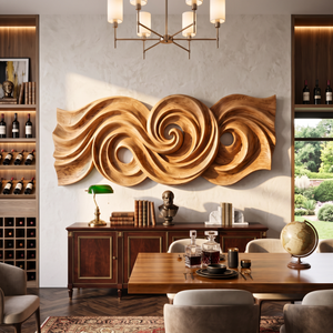 Spiral Tide Wood Wall Sculpture with Organic Flow